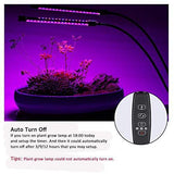 Povida Dual Head Plant Light, LED grow lights for indoor plants, 3/9/12 H Timer, 9 Dimmable Levels, 3 Switch Modes, 20W 40 LED, 360 Degree Adjustable Gooseneck Lights & Free Adapter, Red/Blue Spectrum