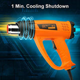 Heat Gun Variable Temperature, Yome 1800W 140℉~1112℉（60℃- 600℃） Hot Air Gun with 2 Speed-Setting, Overload Protection, 4 Nozzle Attachments for Shrink Wrapping, Crafts, Cell Phone Repairs, Orange