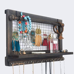 RHF Jewelry Organizer, Rustic Home Decor, Jewelry Holder Organizer, Necklace Holder, Earring Organizer, Jewelry Storage, Jewelry Shelf (Rustic)