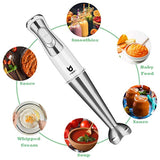 Immersion Hand Blender, Utalent 5-in-1 8-Speed Stick Blender with 500ml Food Grinder, BPA-Free, 600ml Container,Milk Frother,Egg Whisk,Puree Infant Food, Smoothies, Sauces and Soups - White