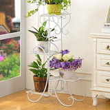 Moutik Corner Metal Flower Holder Racks 4 Tier Shelves for Indoor Outdoor Plant Flower Stand Rack Shelf for Multiple Plants,Black