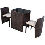 Giantex 3 PCS Cushioned Outdoor Wicker Patio Set Convention Bistro Set Garden Lawn Sofa Furniture (Brown)