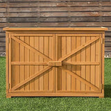 Goujxcy Wooden Garden Shed Outdoor Storage Cabinet Tools Organizer withDouble Door Yard Locker for Yard Lawn,(50.39 x 19.69 x 34.65)"