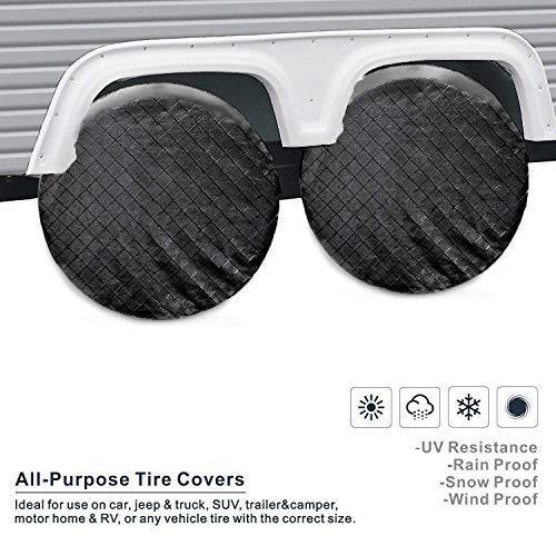 MARINEBABY Set of 4 Tire Covers, Waterproof Aluminum Film Tire Sun Protectors,for 27" RV Auto Truck Camper Trailer Motorhome Tire Wheel Cover Diameter,Silver,Weatherproof Tire Protectors (Silver)