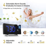 Mpow Projection Alarm Clock, 5'' LED Curved-Screen Projection Clock, FM Radio Alarm Clock, Dual Alarm Clock with 4 Alarm Sounds, 12/24 Hour, Blue