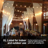 Banord 102FT Dimmable LED Outdoor String Lights, 34 Hanging Sockets with 35 x Shatterproof LED Bulb Party Lights, Waterproof Vintage Ambiance Patio Lights String for Wedding,Gatherings