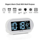 DreamSky Auto Time Set Alarm Clock with Snooze and Dimmer, Charging Station/Phone Charger with Dual USB Port .Auto DST Setting, 4 Time Zone Optional, Battery Backup.