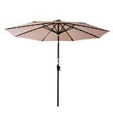 C-Hopetree 9ft LED Lighted Solar Outdoor Patio Market Umbrella for Balcony Table Deck Garden Shade or Pool with Tilt, Beige
