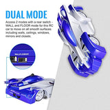 SGILE Remote Control Car Toy, Wall Climbing Car - Dual Mode 360° Rotating LED Head Gravity Defying Stunt Car, Gift for Kids, Blue
