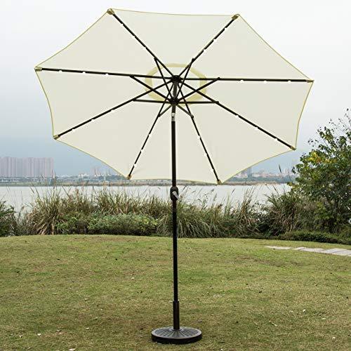 Sunnyglade 9' Solar 24 LED Lighted Patio Umbrella with 8 Ribs/ Tilt Adjustment and Crank Lift System (Red)