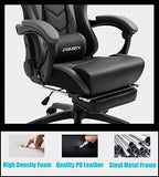 Dowinx Gaming Chair Ergonomic Racing Style Recliner with Massage Lumbar Support, Office Armchair for Computer PU Leather E-Sports Gamer Chairs with Retractable Footrest (Black&Purple)