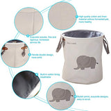 Storage Baskets, Junnom Collapsible & Convenient Laundry Bin/Laundry Basket/Laundry Hamper/Storage Solution for Office, Bedroom, Clothes, Toys - Super Cute Gray Elephant