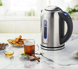 Gourmia GDK260 Digital Electric Kettle -Rotates 360° -Cordless - Variable Temperature Control & Display Handle - Fast Boil - Clear Water Gauge -Keep Warm Setting -1.7L -1500W - Stainless Steel