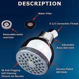 Shower Head - LIMITED TIME SALE - High Pressure High Flow Fixed Chrome 3 Inch Showerhead - Removable Water Restrictor - The Best Shower Head for Low Water Pressure