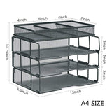 ProAid Mesh Office Desk Organizer 3-Tier Stackable Letter Tray Organizer Sorter with 3 Compartments, Black