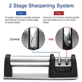 Knife Sharpener, Safe Kitchen Knife Sharpeners Handle for Straight and Serrated Knives Diamond Coated Quickly, Safe and Easy to Use by Hilife