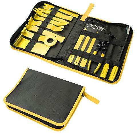 19Pcs Trim Removal Tool,Car Panel Door Audio Trim Removal Tool Kit, Auto Clip Pliers Fastener Remover Pry Tool Set with Storage Bag