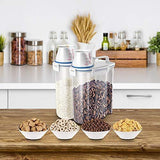 Mini Dry Food Storage Container - Rice Container with Pour Spout + Cup - Handy Dry Food Keeper for Sugar Beans Grain Candy 1.5L Blue