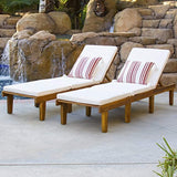 Best Choice Products Outdoor Patio Poolside Furniture Set of 2 Acacia Wood Chaise Lounge