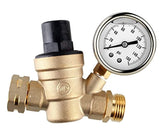 Water Pressure Regulator, Brass Lead-free Adjustable RV Water Pressure Reducer with Guage and Inlet Screened Filter, 160 PSI Gauge with oil, By Kepooman (Gauge with oil)