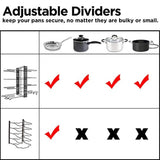 Pot Rack Organizer, 3 DIY Methods, Height and Position are Adjustable 8+ Pots Holder, Black Metal Kitchen Cabinet Pantry Pot Lid Holder