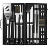 GRILLART BBQ Grill Utensil Tools Set Reinforced BBQ Tongs 19-Piece Stainless-Steel Barbecue Grilling Accessories with Aluminum Storage Case -Complete Outdoor Grill Kit for Dad, Birthday Gift for Man