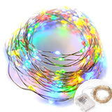 [Remote & Timer] 33FT/10M Colorful Battery Operated Fairy Lights with Remote Control, Sliver Wire String Lights for Outdoor, Indoor, Wedding, Christmas or Backyard 8 Modes (Multi-Color)