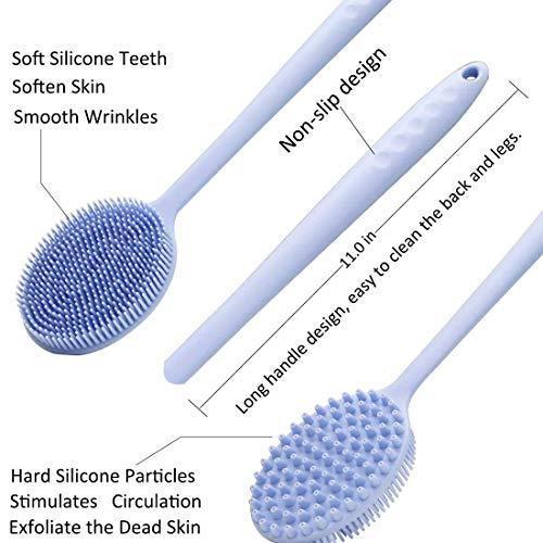 Body Brush, Silicone Body Brush, for Bathing Back Brush Long Handle Shower Brush and Shampoo Massage Brush