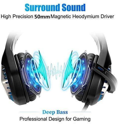 MODOHE Gaming Headset for PS4  Nintendo Switch Xbox One PC with LED Light  Noise Canceling Gaming Headphone with Soft Memory Earmuffs Gaming Headset with Mic