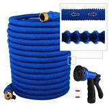 HOMER Garden Hose Improved Version,Garden Hose Pipe Expandable with Extra Strength Stretch Material and Brass Connectors Bonus FREE 8 Way Spray Nozzle,Carrying Bag and Holder Hanger (Green) by (50ft)