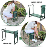 Garden Kneeler And Seat - Protects Your Knees, Clothes From Dirt & Grass Stains - Foldable Stool For Ease Of Storage - EVA Foam Pad - Sturdy and Lightweight - Bench Comes With A Free Tool Pouch!