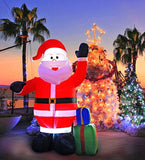 BIGJOYS 8 Ft Inflatable Portable Christmas Santa Claus Xmas Indoor Outdoor Lawn Yard Decoration Place Box Beside Foot
