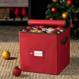 Christmas Ornament Storage Box with Zippered Closure - Protect & Keeps Safe Up to 64 Holiday Ornaments & Xmas Decorations Accessories by ZOBER