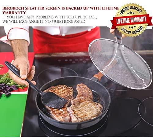 Grease Splatter Screen for Frying Pan 13" - Stops 99% of Hot Oil Splash - Protects Skin from Burns - Splatter Guard for Cooking - Iron Skillet Lid Keeps Kitchen Clean by Veracity & Verve