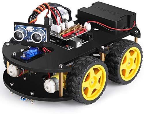 ELEGOO UNO R3 Project Smart Robot Car Kit V 3.0 Plus with UNO R3, Line Tracking Module, Ultrasonic Sensor, IR Remote Control etc. Intelligent and Educational Toy Car Robotic Kit for Arduino Learner