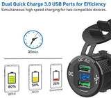 Quick Charge 3.0 Car Charger, CHGeek 12V/24V 36W Aluminum Waterproof Dual QC3.0 USB Fast Charger Socket Power Outlet with LED Digital Voltmeter for Marine, Boat, Motorcycle, Truck, Golf Cart and More