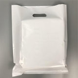 SES.CO 12"x15" White Plastic Merchandise Bags Extra Thick Medium Die Cut Shopping Package,100ct