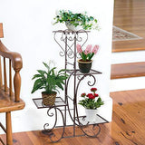 Moutik Corner Metal Flower Holder Racks 4 Tier Shelves for Indoor Outdoor Plant Flower Stand Rack Shelf for Multiple Plants,Black