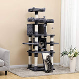 FEANDREA 67" Multi-Level Cat Tree with Sisal-Covered Scratcher Slope, Scratching Posts, Plush Perches and Condo, Activity Centre Cat Tower Furniture - for Kittens, Cats and Pets