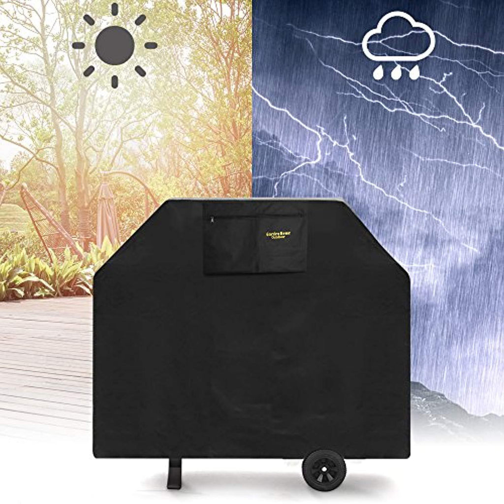 Felicite Home 72 Inches Burner Gas Grill Cover Heavy Duty Fits Most Brands of Grill-600D Waterproof BBQ Grill Cover + Storage Bag (UV & Dust & Water Resistant, Weather Resistant, Rip Resistant-Black