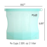 Yulo Sili-Bags Reusable Silicone Food Storage Bags (5 Pack) NEW design, reusable snack bags, freezer bags, AIRTIGHT sandwich bag, ECO friendly, microwavable, [5x Large 33 fl.oz reusable silicone bag]