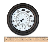 WiHoo 8" Indoor Outdoor Thermometer/Hygrometer for Patio, Wall or Decorative (Bronze)