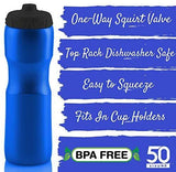 50 Strong Brand Jet Stream Sports Squeeze Water Bottle with One-Way Valve - Team Pack – Set of 6 Leak Proof Squirt Waterbottles - 28 Ounces -Perfect for Bikes - Made in USA