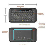 Mini Wireless Keyboard with Touchpad Mouse Combo，Meerveil H20 2.4GHz  IR Leaning LED Backlit Multi-Touch Touchpad, USB Rechargeable Android TV Box Windows PC, HTPC, IPTV, PC, Raspbe