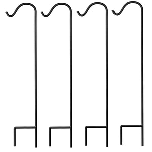 Gray Bunny Shepherd Hook, 48 Inch Black, Set of 4, Super Strong Rust Resistant Premium Metal Hook for Weddings, Hanging Plant Baskets, Solar Lights Lanterns Bird Feeders Mason Jars & Plant Hangers