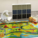 KC Cubs Playtime Collection Dinosaur Dino Safari Road Map Educational Learning & Game Area Rug Carpet for Kids and Children Bedrooms and Playroom (5'0" x 6'6")