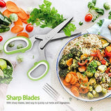 Herb Scissors Set with 5 Multi Stainless Steel Blades, Safe Cover and Cleaning Comb, Multipurpose Kitchen Chopping Shear, Mincer, Sharp Dishwasher Safe Kitchen Gadget, Culinary Cutter Chopper, Green