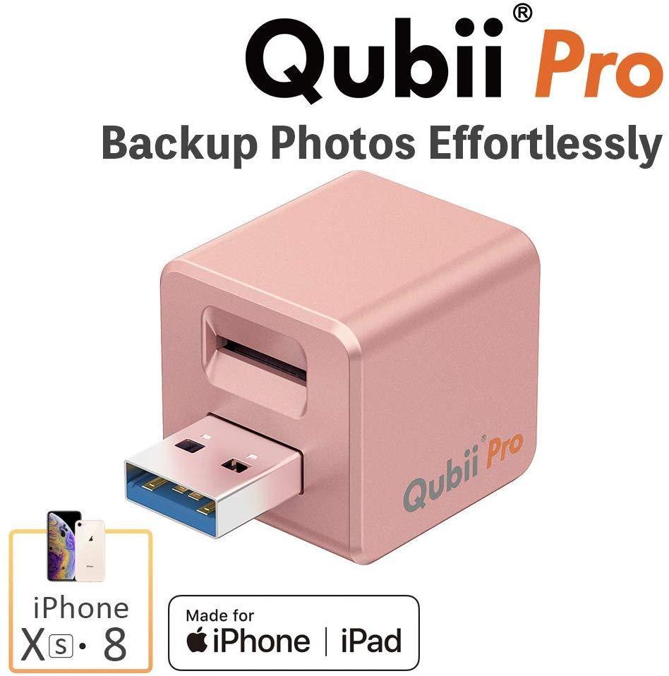 Flash Drive for iPhone, Qubii Pro Auto Backup Photos & Videos, Photo Stick for iPhone, Photo Storage Device for iPhone & iPad【microSD Card Not Included】- Space Gray