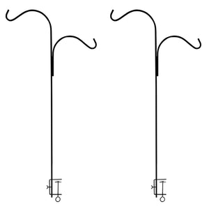 Ashman Double Span Black Deck Hook, Made of Premium Metal, Super Strong with 46-Inch Length and ideal for Bird Feeders, Plant Hangers, Coconut Shell Hanging Baskets, Lanterns and Wind Chimes and more!