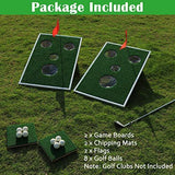 OOFIT Smiling Face Golf Cornhole Game with Chipping Mats Tailgate Chipping Game Set, Great Fun with Friends and Family